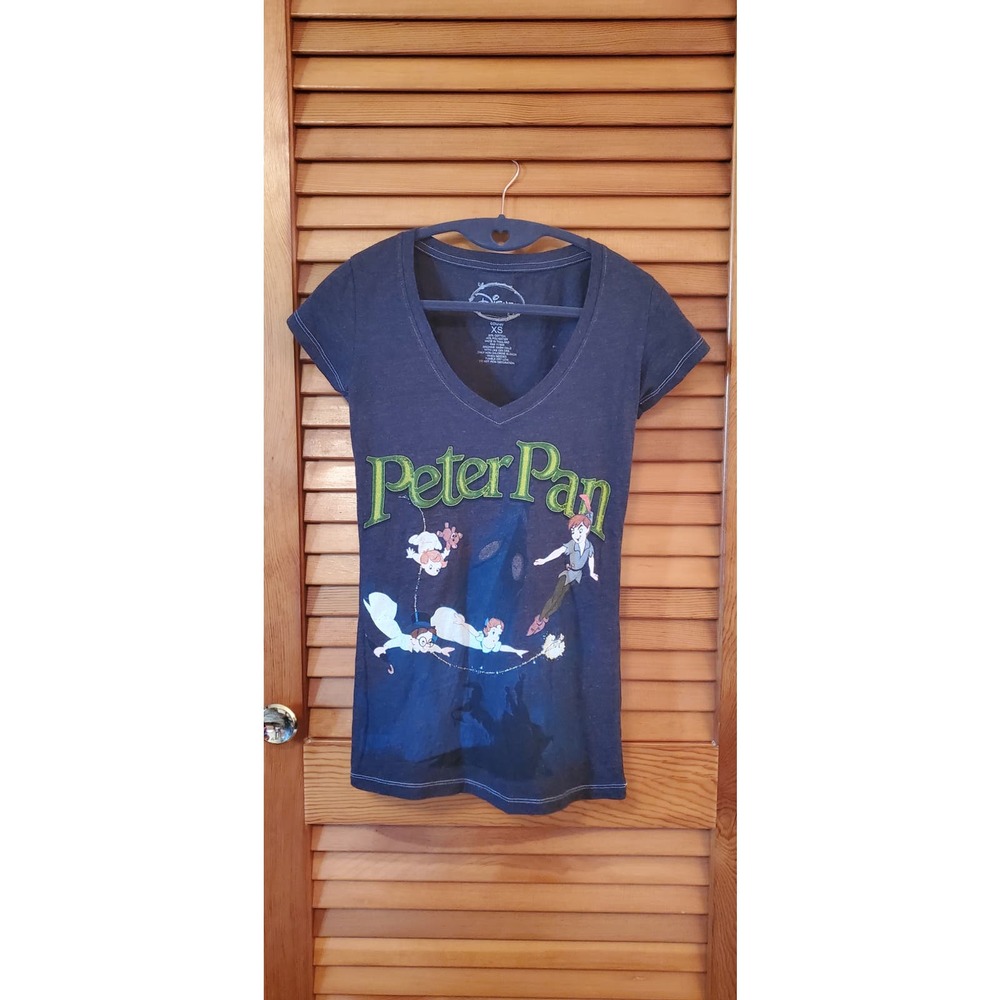 Disney Peter Pan Womens V Neck Tee - Sizr XS